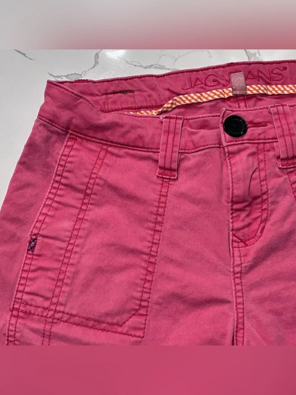 Jag Jeans Faded Red Coral Relaxed Fit Utility Cotton Twill Shorts Women’s 4